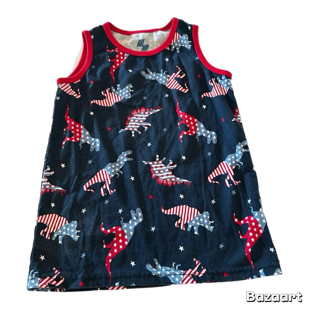 Children's Place Sport USA Dinosaur Tank Top Boys 5T Navy